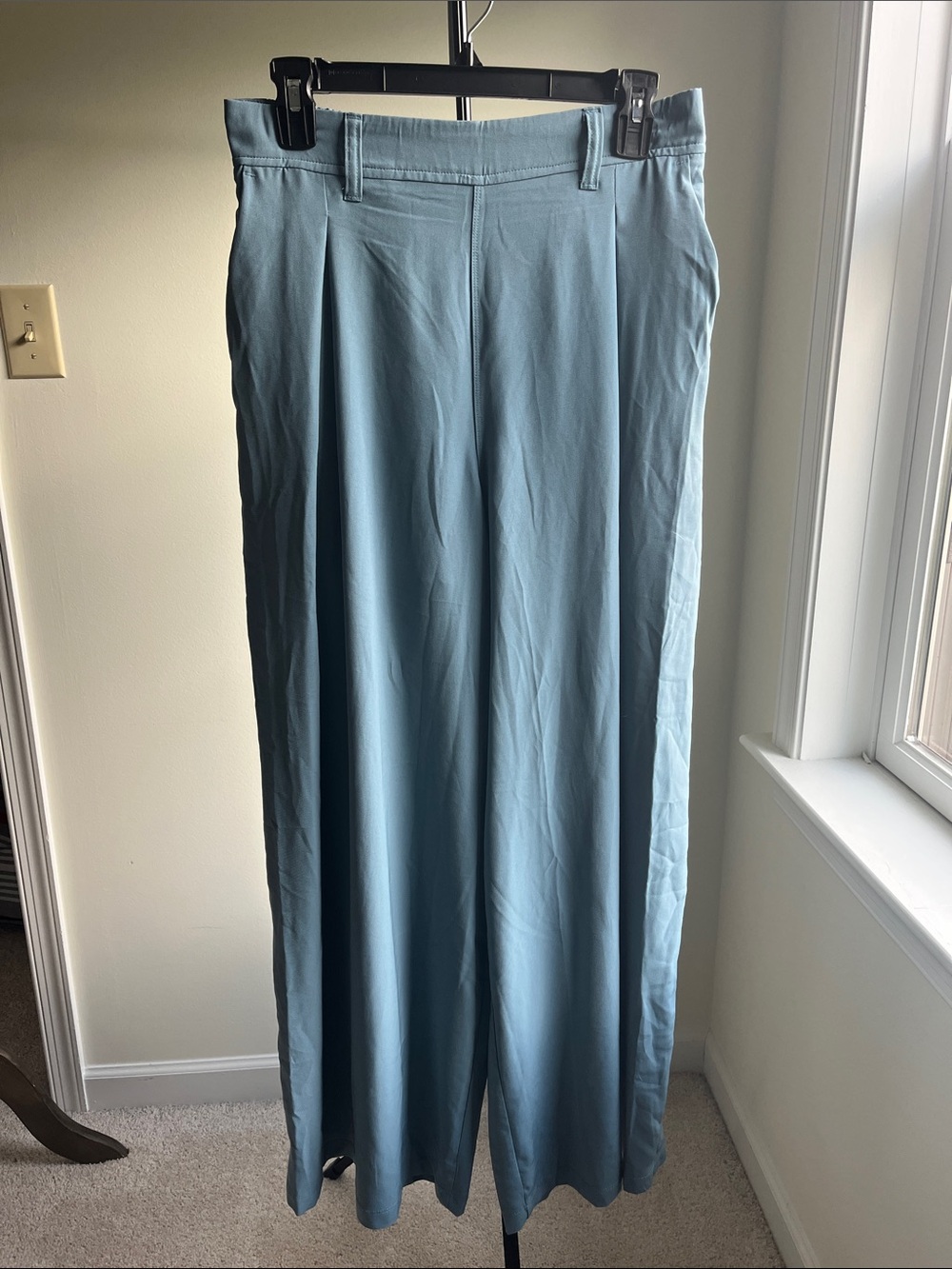 Men's Light Blue Wide-Leg Dress Pants